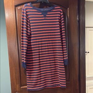 Striped Navy and Red Long Sleeve Dress